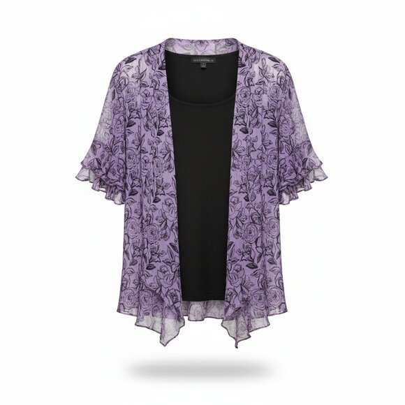 Sara Michelle Tops - Sara Michelle Women's Floral Top - Lavender and Black